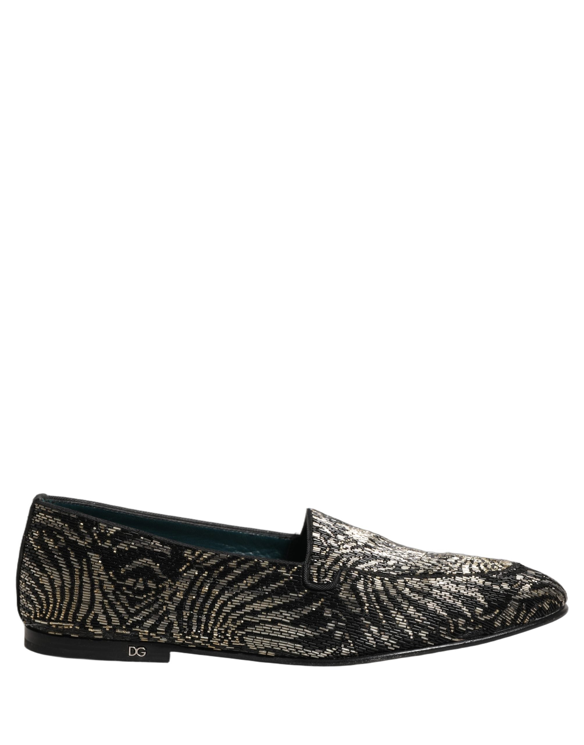 Dolce & Gabbana Black Silver Embellished Dress Loafers Shoes