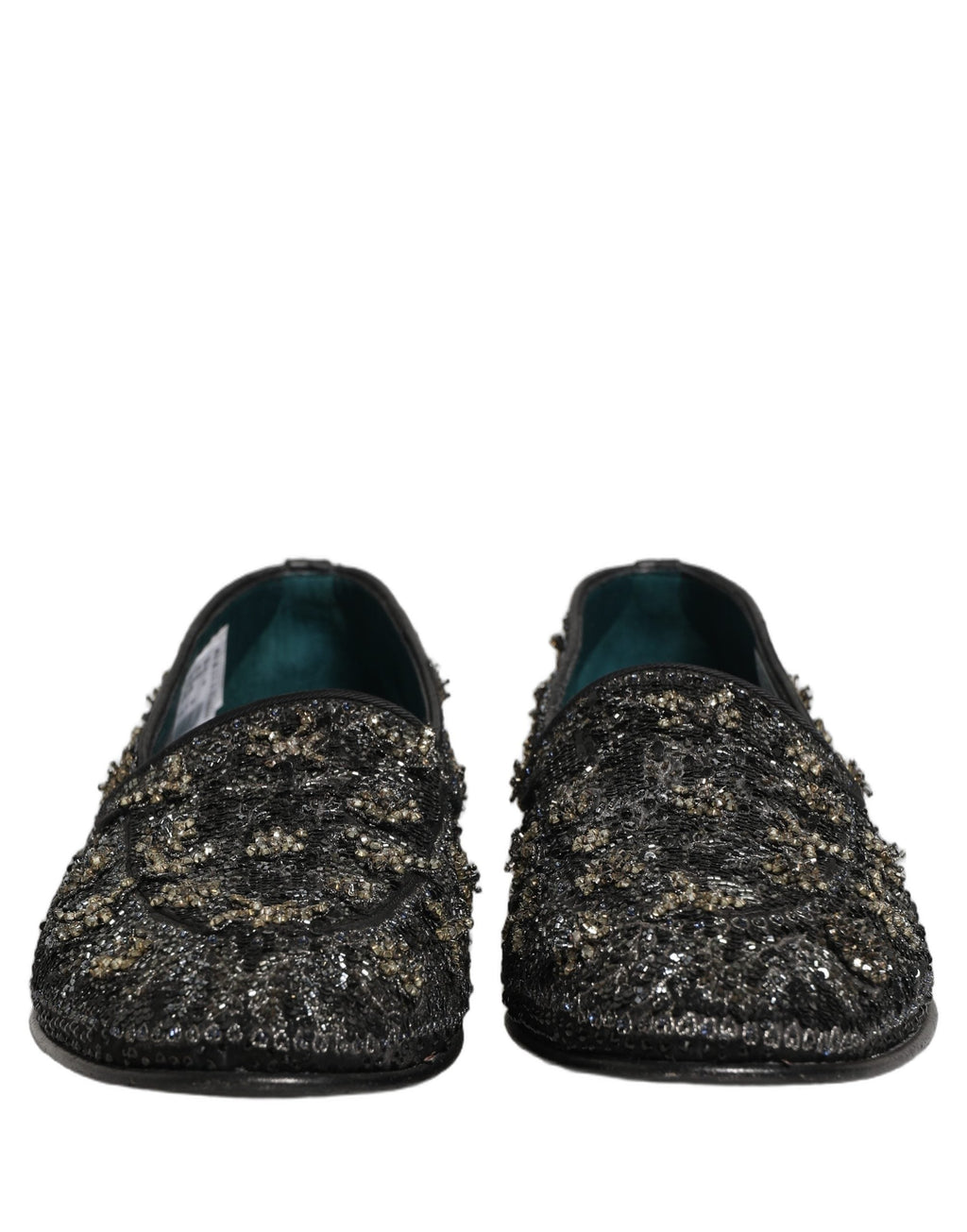 Dolce & Gabbana Black Rhinestone Embellished Loafers Shoes