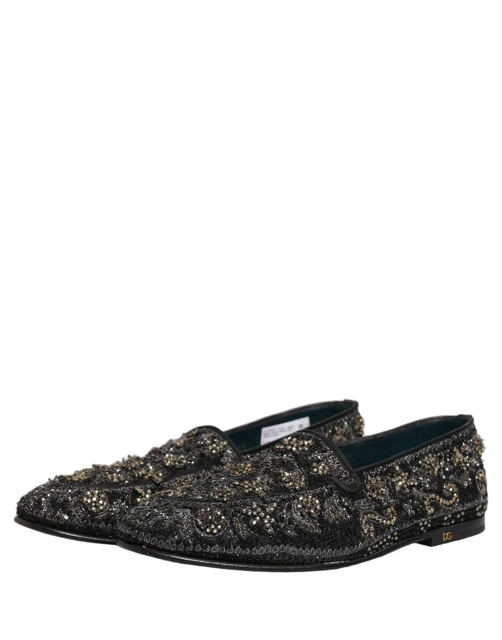 Dolce & Gabbana Black Rhinestone Embellished Loafers Shoes