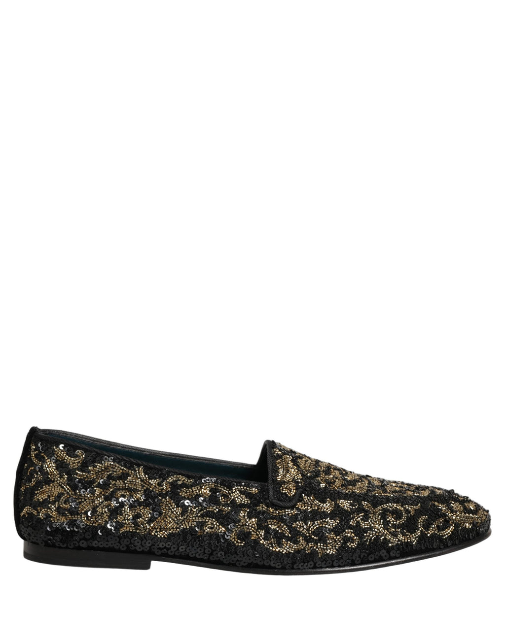 Dolce & Gabbana Black Gold Embellished Dress Loafers Shoes
