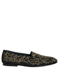 Dolce & Gabbana Black Gold Embellished Dress Loafers Shoes