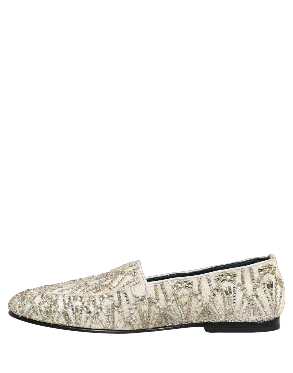 Dolce & Gabbana White Velvet Embroidered Dress Loafers Shoes