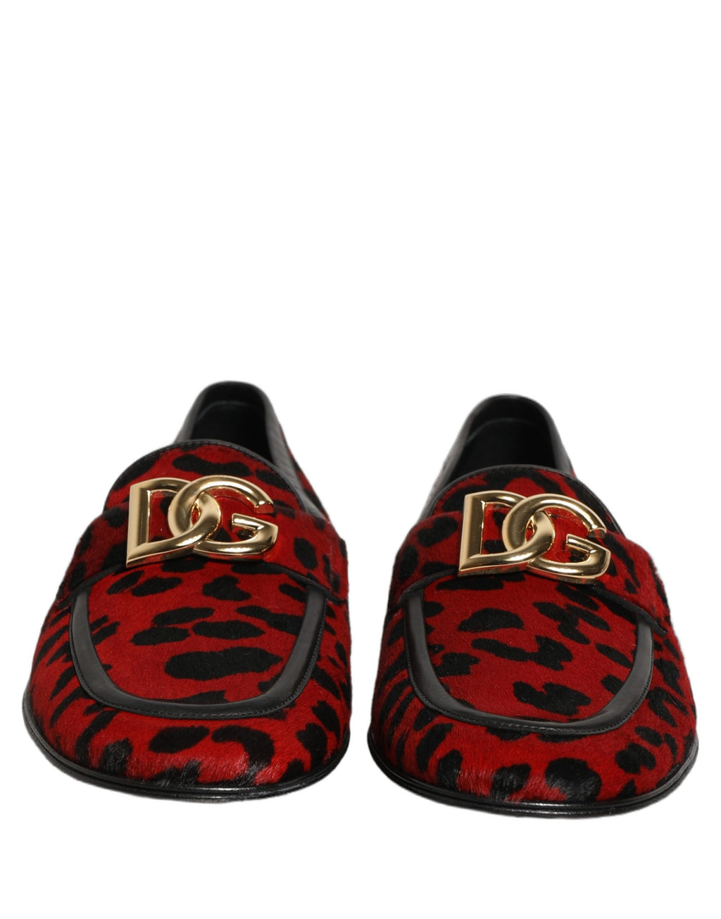 Dolce & Gabbana Red Leopard Print Pony Hair Dress Loafers Shoes