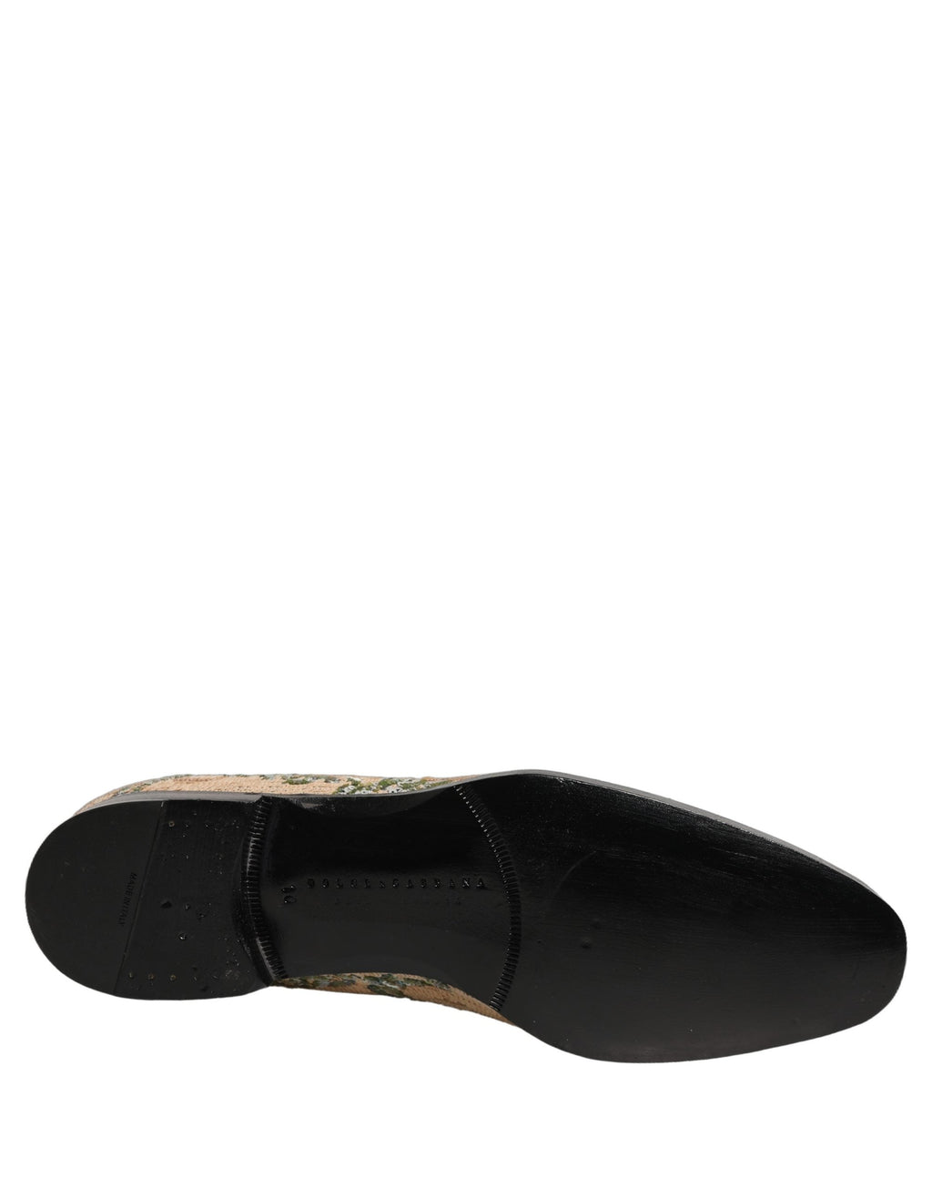 Dolce & Gabbana Beige Sequin Embroidery Dress Loafers Shoes