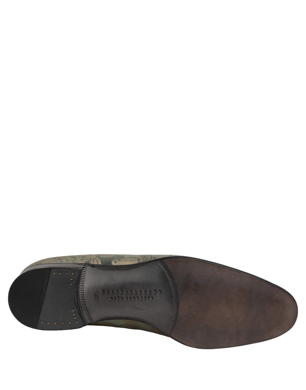 Dolce & Gabbana Gold Floral Jacquard Slip On Loafers Shoes