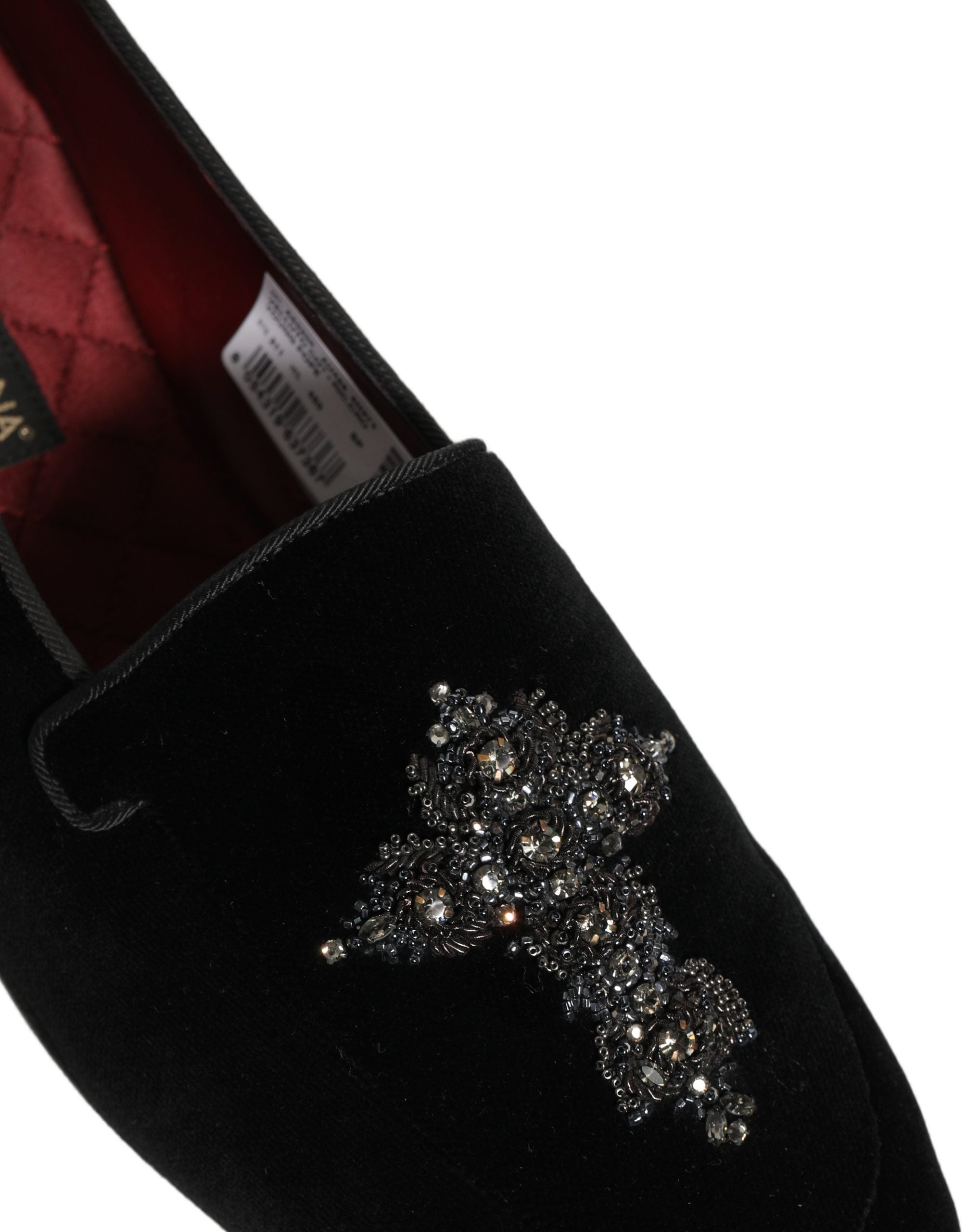 Dolce & Gabbana Black Suede Embellished Dress Loafers Shoes
