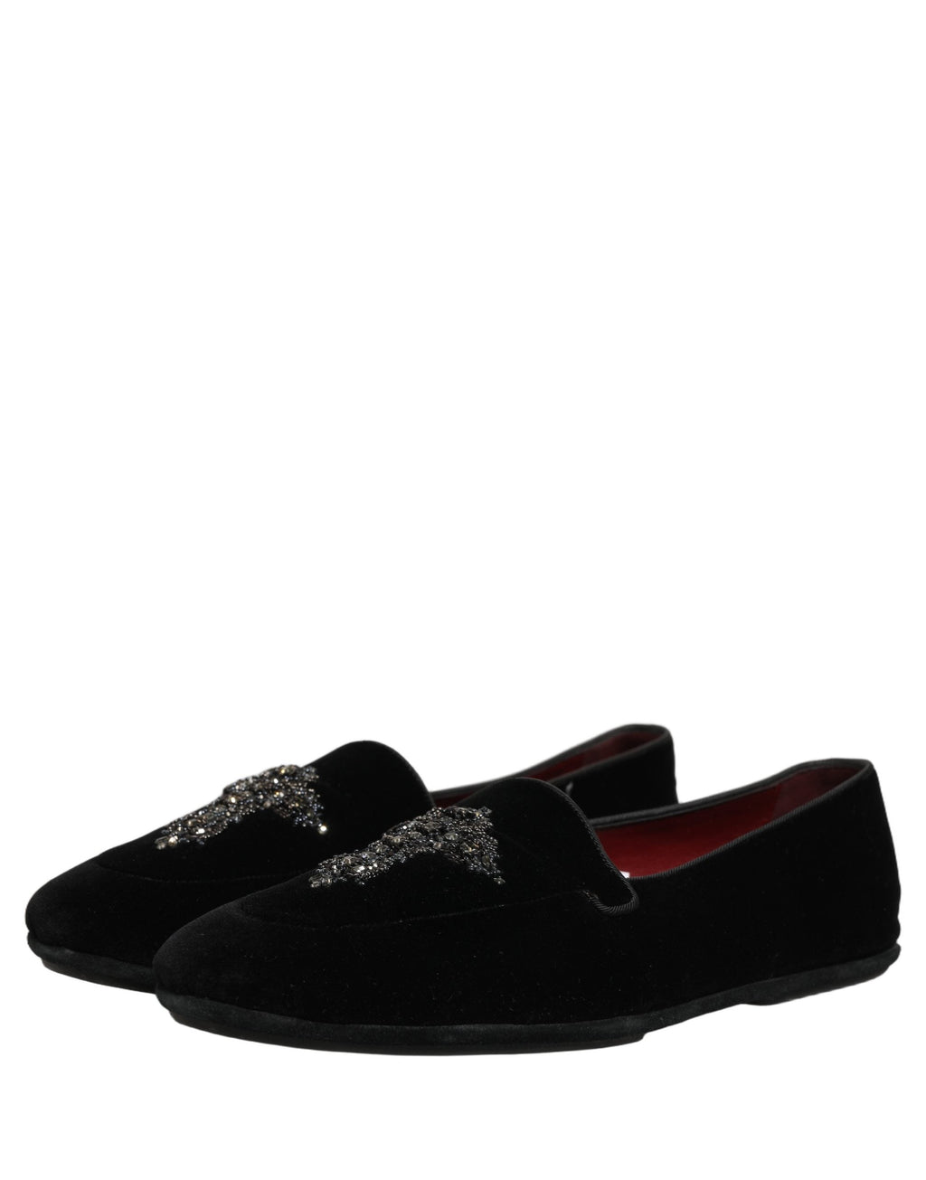 Dolce & Gabbana Black Suede Embellished Dress Loafers Shoes