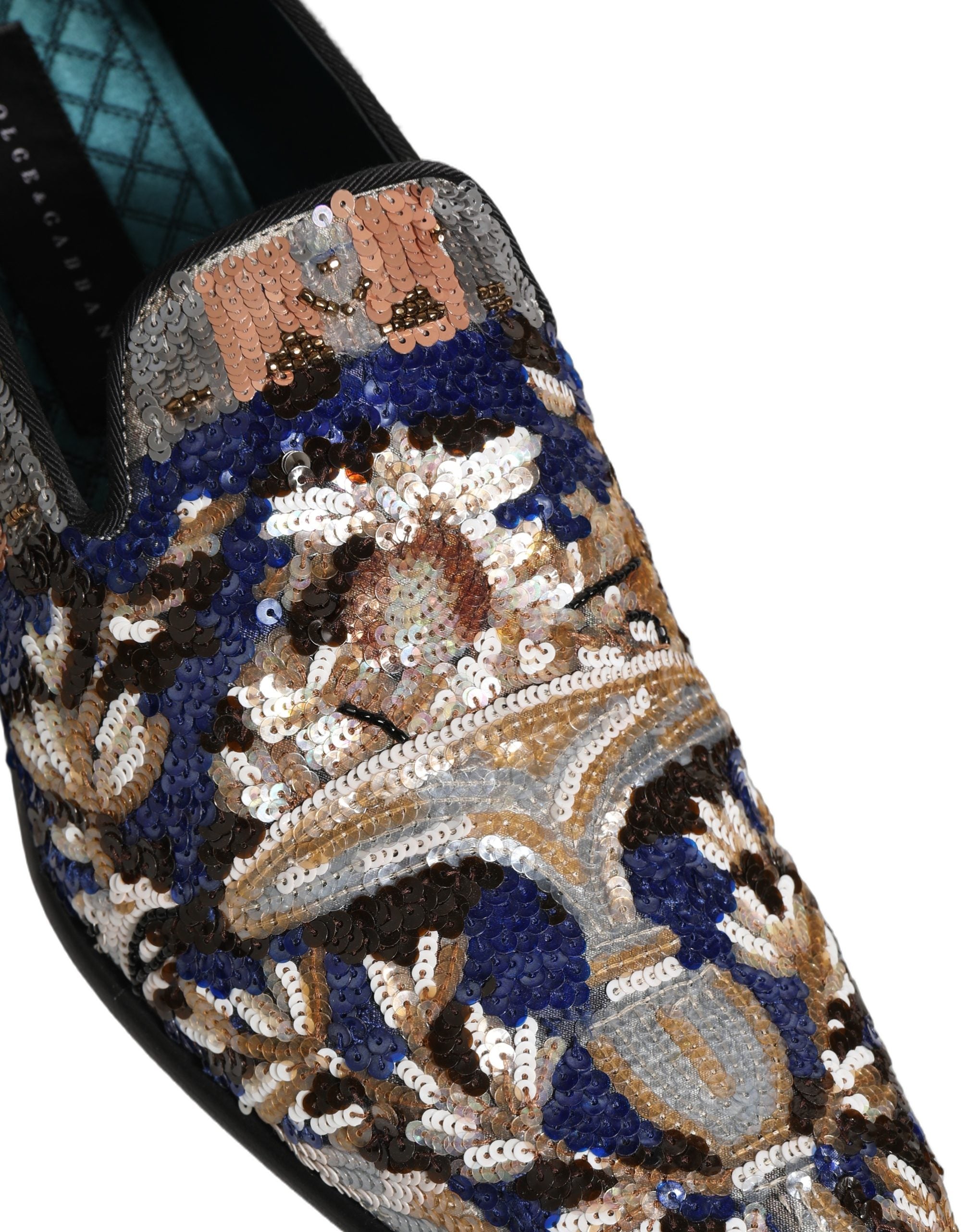 Dolce & Gabbana Multicolor Embroidered Sequin Loafers Shoes