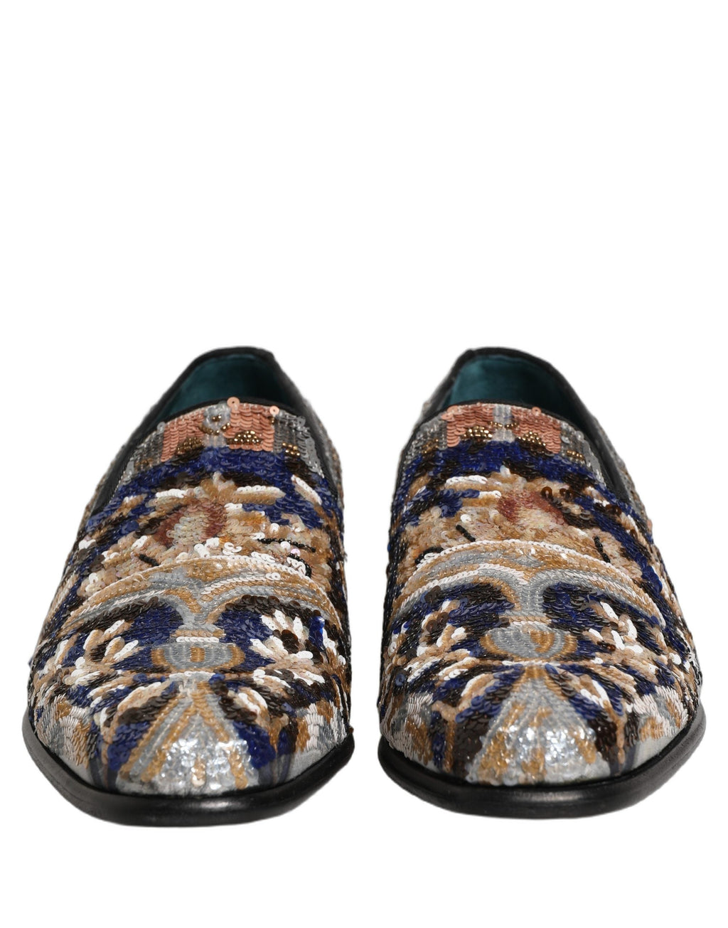 Dolce & Gabbana Multicolor Embroidered Sequin Loafers Shoes