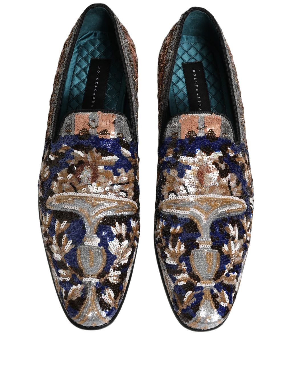 Dolce & Gabbana Multicolor Embroidered Sequin Loafers Shoes