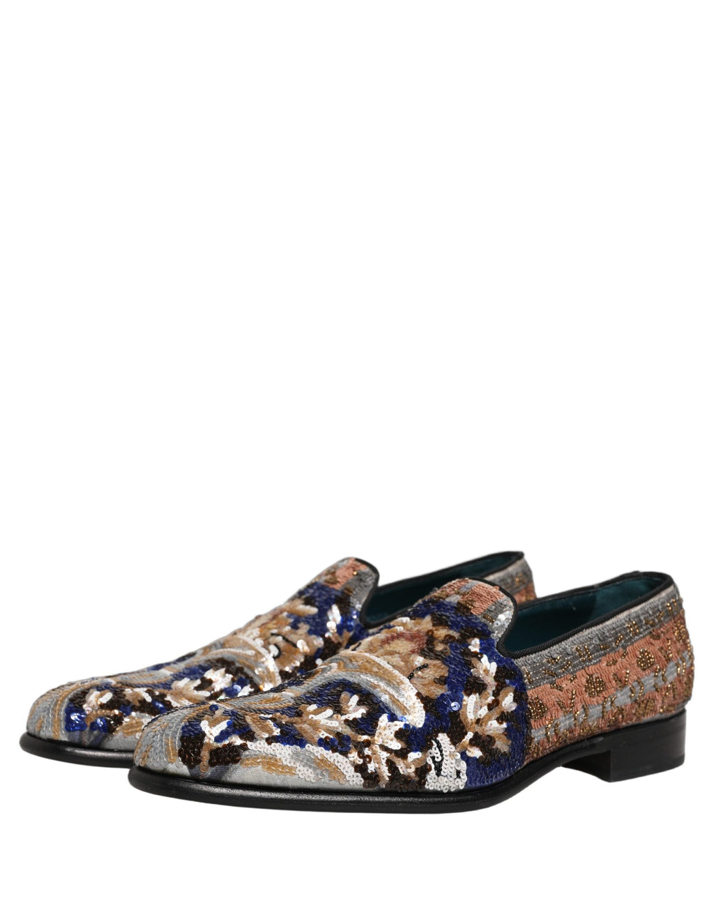 Dolce & Gabbana Multicolor Embroidered Sequin Loafers Shoes