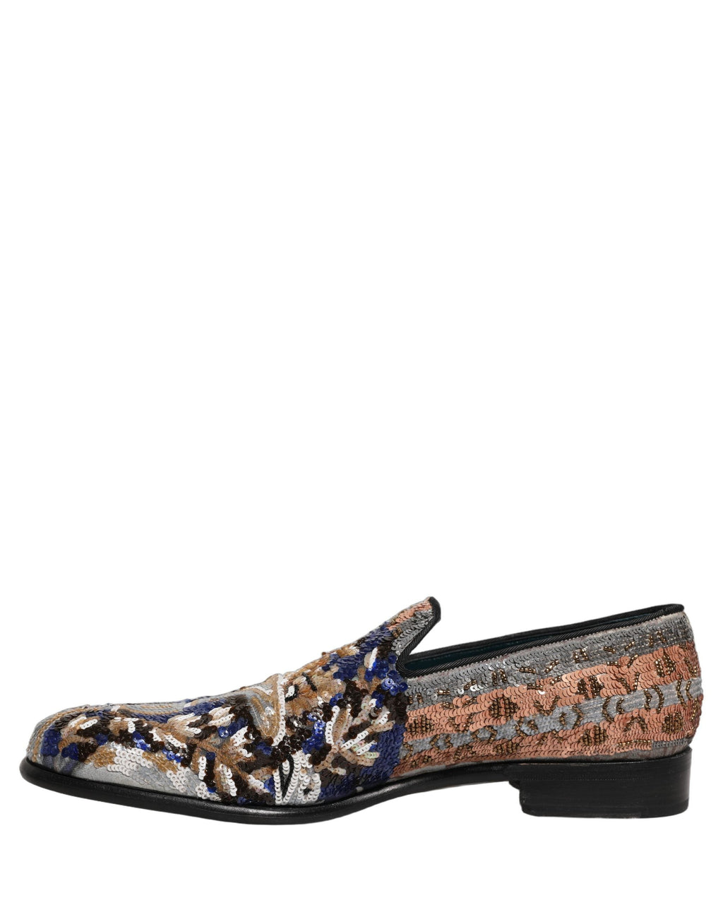 Dolce & Gabbana Multicolor Embroidered Sequin Loafers Shoes