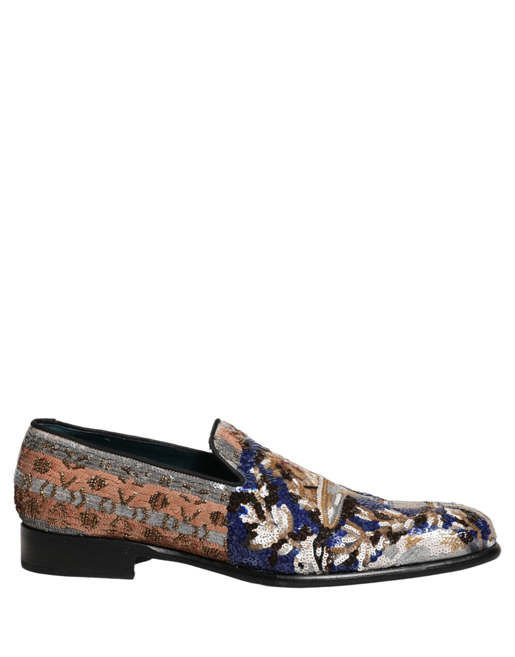 Dolce & Gabbana Multicolor Embroidered Sequin Loafers Shoes
