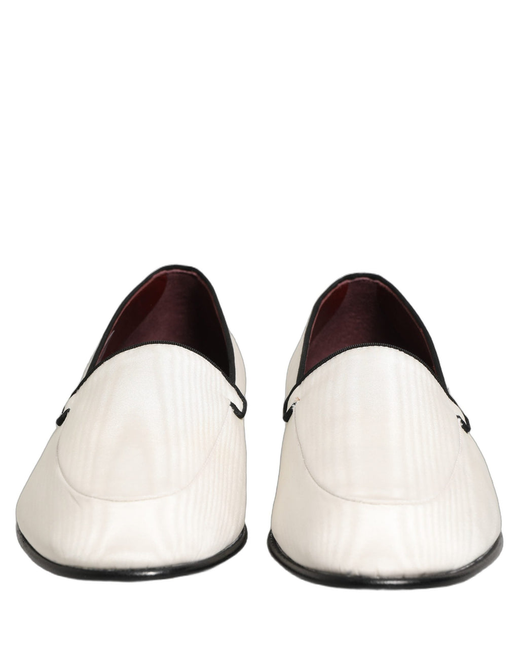 Dolce & Gabbana White Velvet Slip On Men Flats Loafers Shoes