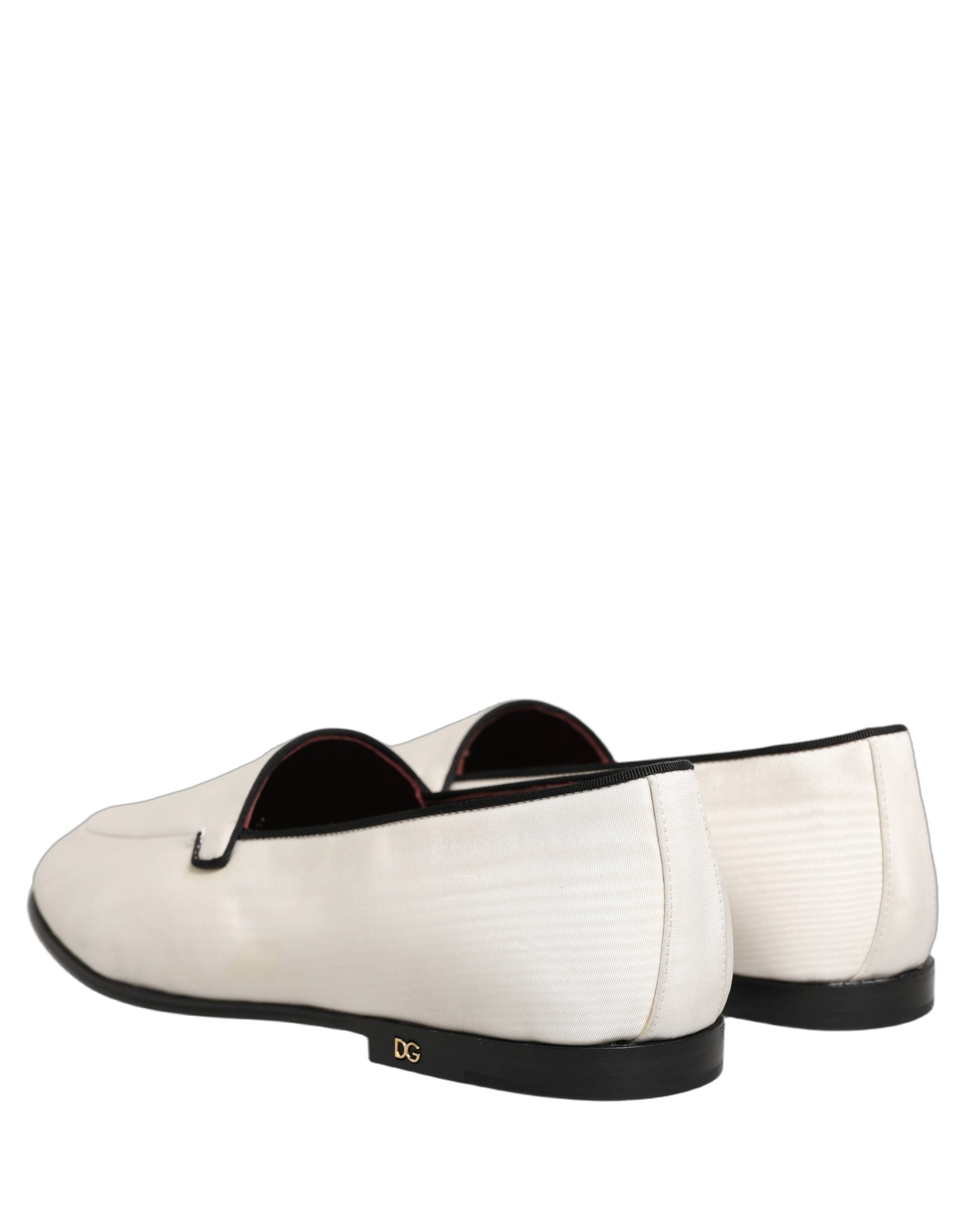Dolce & Gabbana White Velvet Slip On Men Flats Loafers Shoes