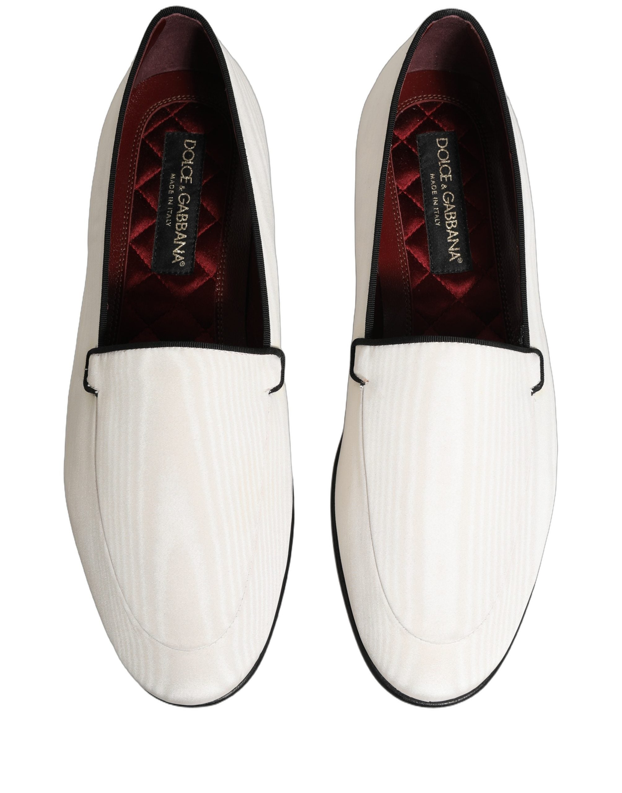 Dolce & Gabbana White Velvet Slip On Men Flats Loafers Shoes