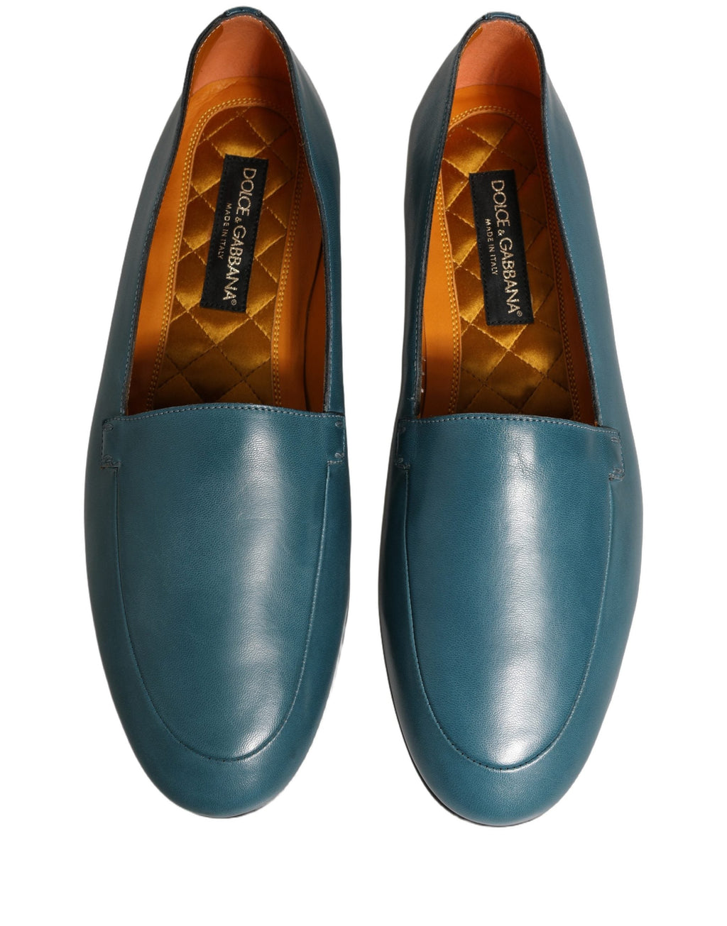Dolce & Gabbana Blue Leather Logo Slip On Men Loafers Shoes