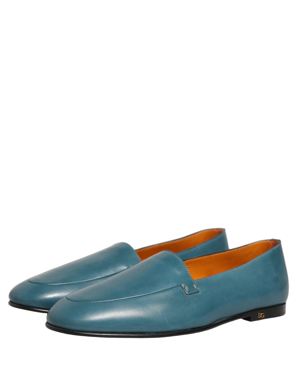 Dolce & Gabbana Blue Leather Logo Slip On Men Loafers Shoes