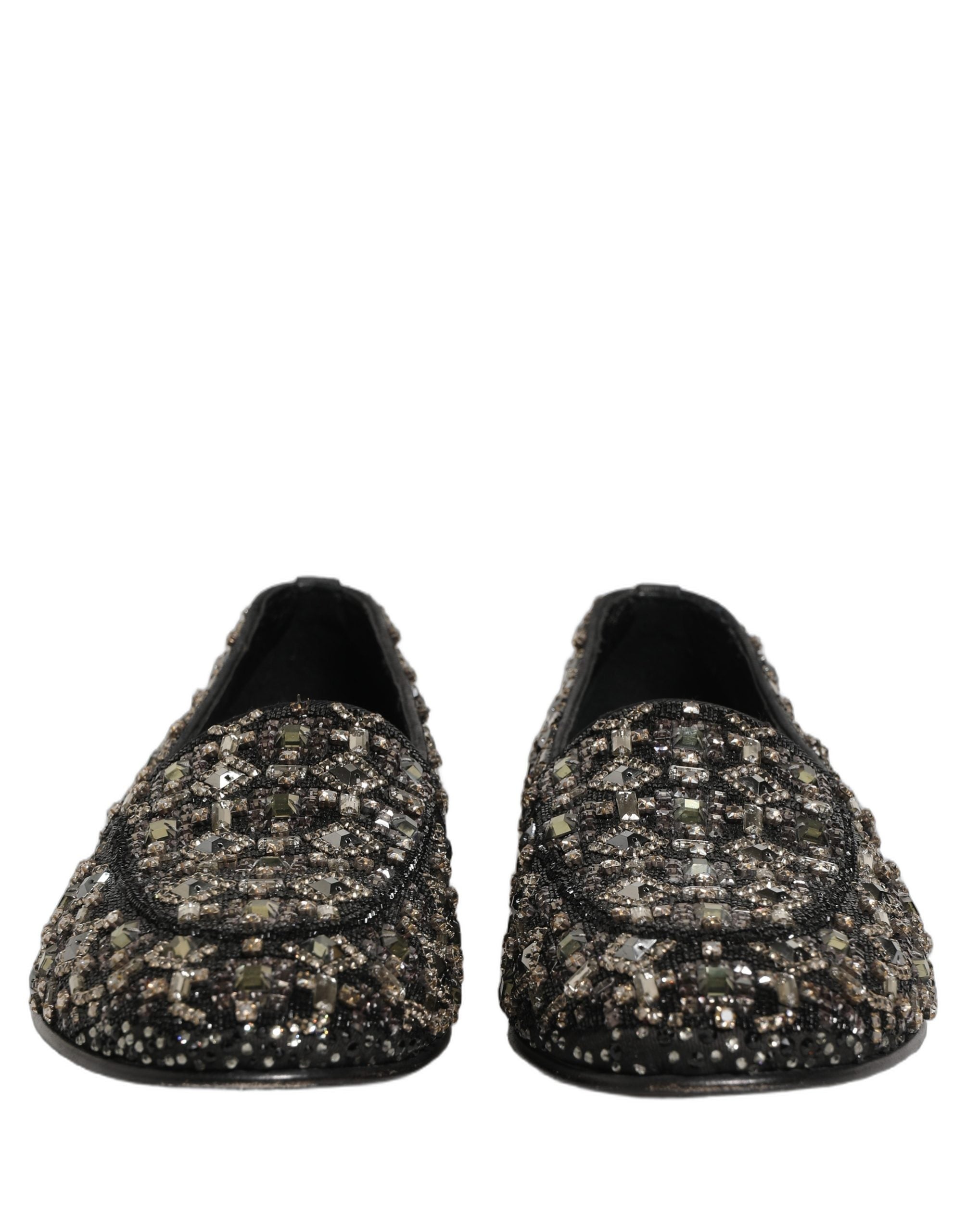 Dolce & Gabbana Black Crystal Embellished Dress Loafers Shoes