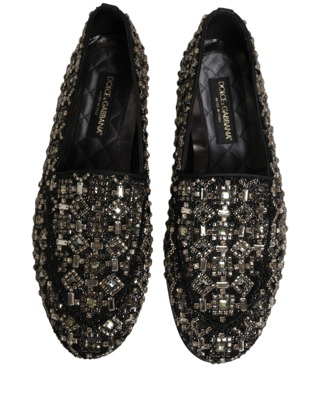 Dolce & Gabbana Black Crystal Embellished Dress Loafers Shoes