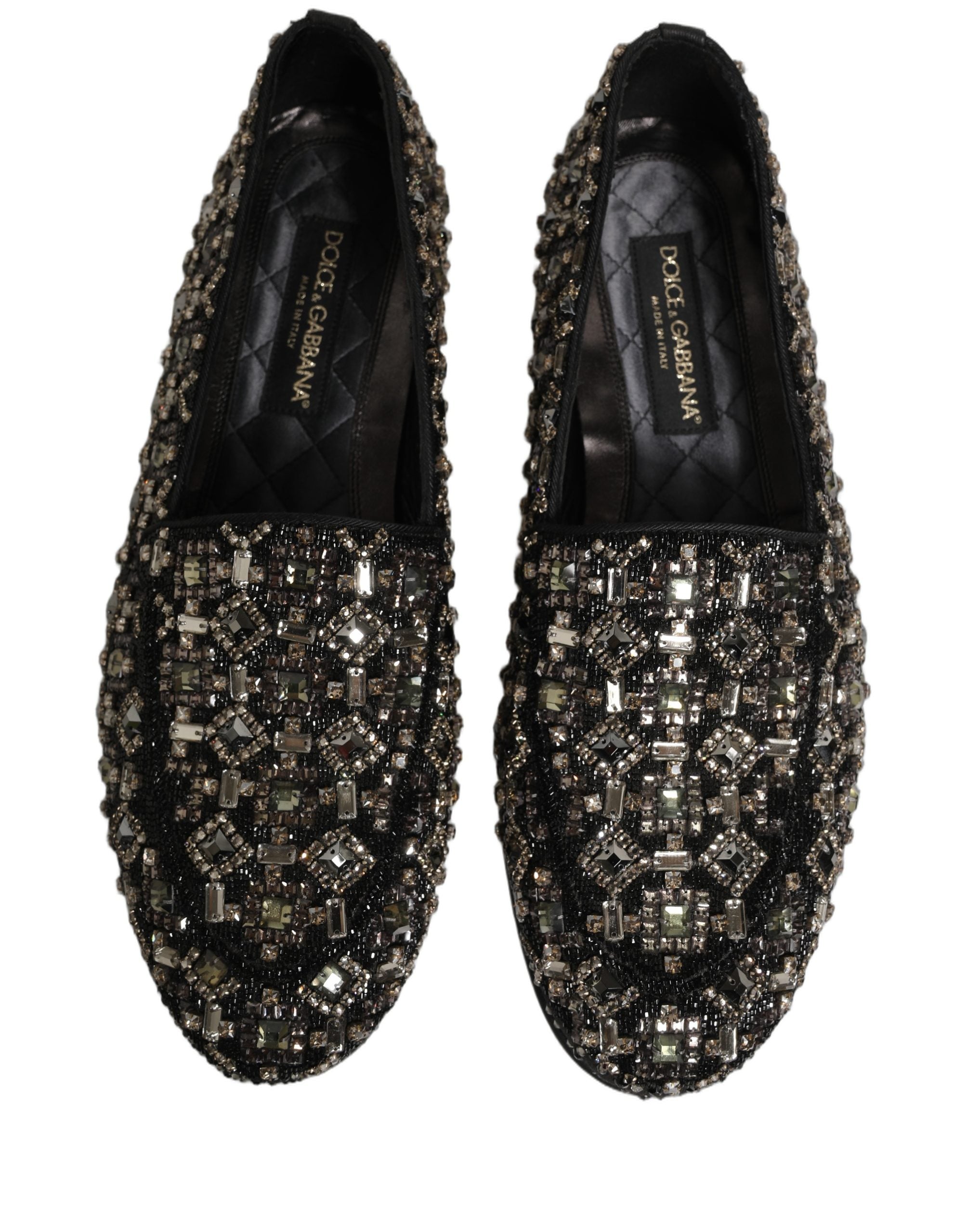 Dolce & Gabbana Black Crystal Embellished Dress Loafers Shoes