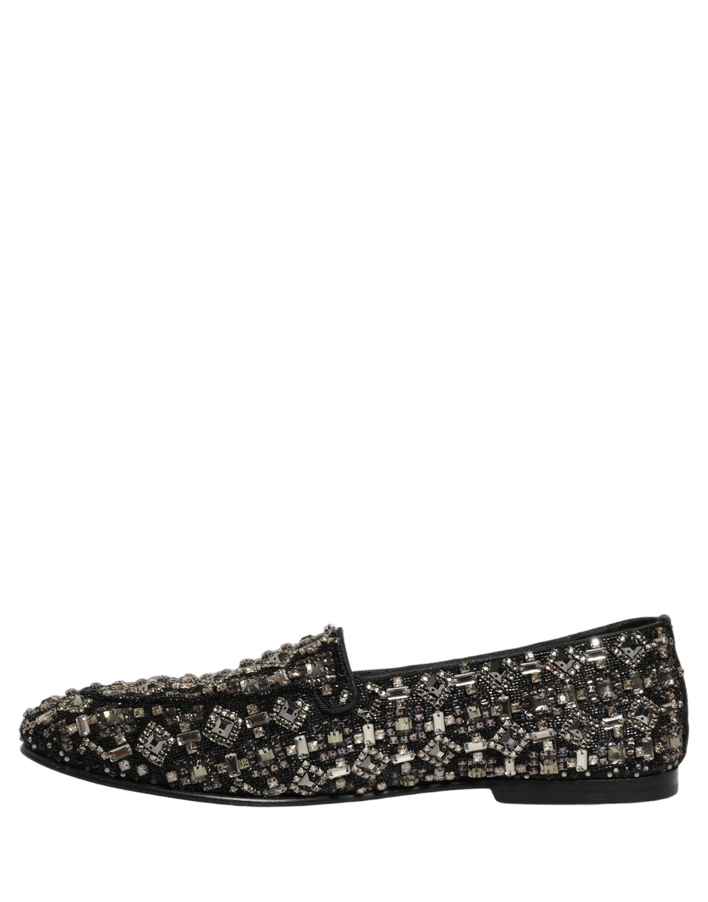 Dolce & Gabbana Black Crystal Embellished Dress Loafers Shoes