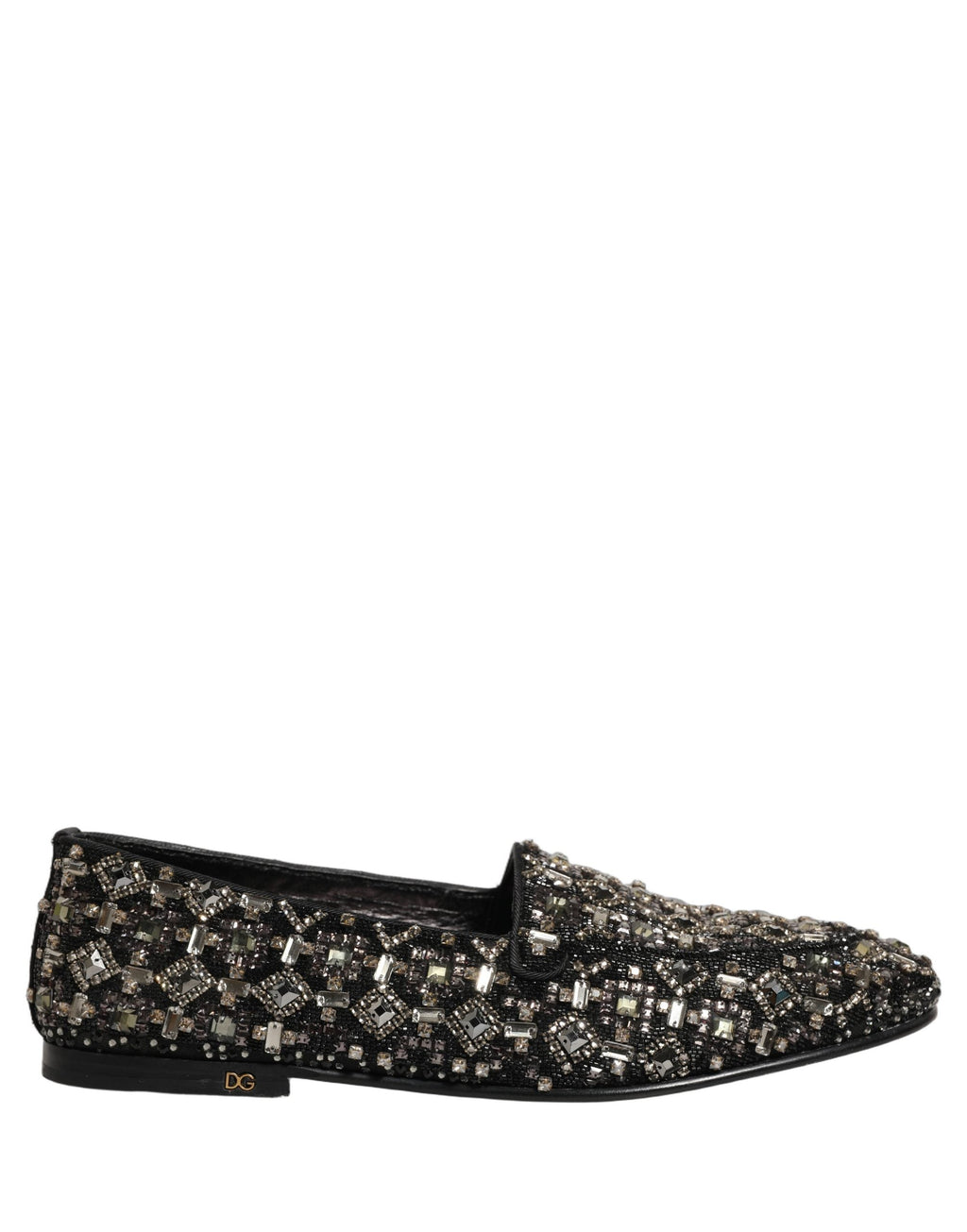 Dolce & Gabbana Black Crystal Embellished Dress Loafers Shoes