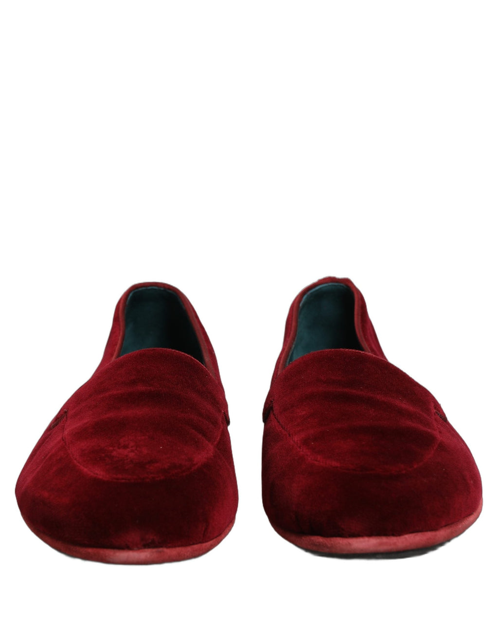 Dolce & Gabbana Maroon Velvet Slip On Men Flats Loafers Shoes
