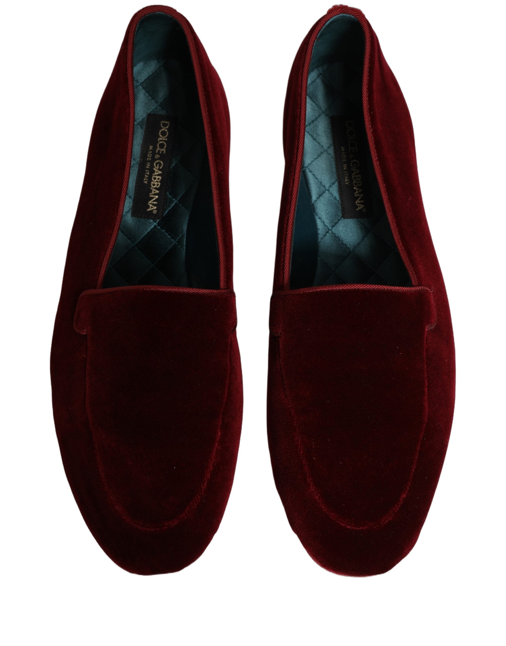 Dolce & Gabbana Maroon Velvet Slip On Men Flats Loafers Shoes