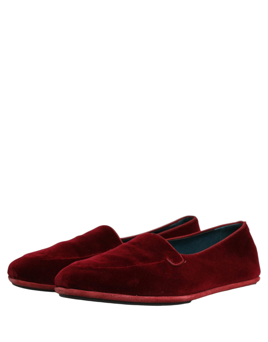 Dolce & Gabbana Maroon Velvet Slip On Men Flats Loafers Shoes