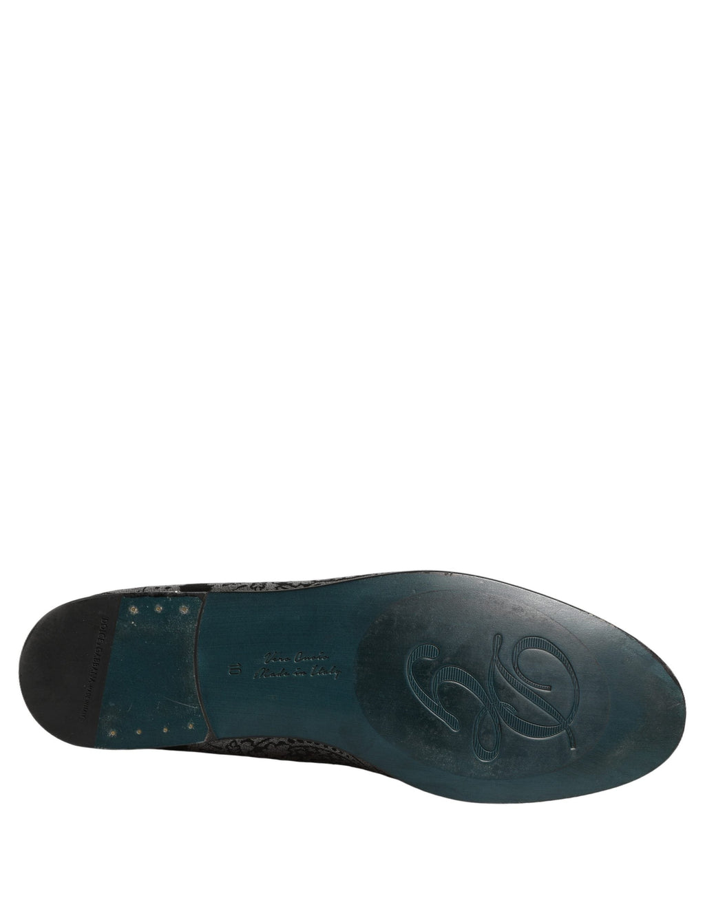 Dolce & Gabbana Silver Jacquard Leather Slip On Loafers Shoes