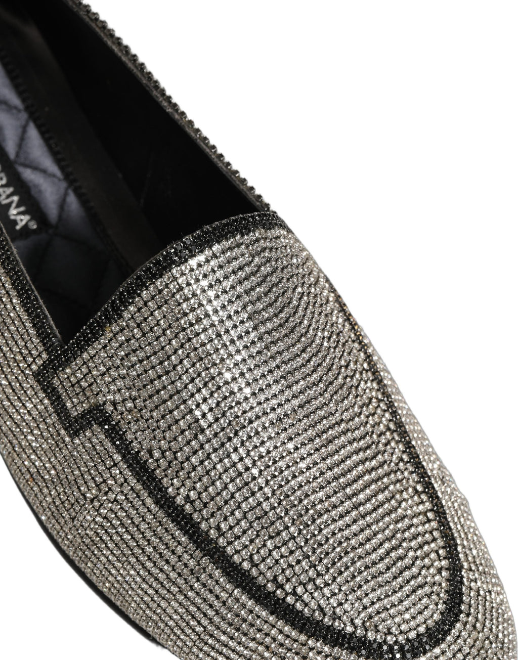 Dolce & Gabbana Silver Crystal Embellished Men Loafers Shoes