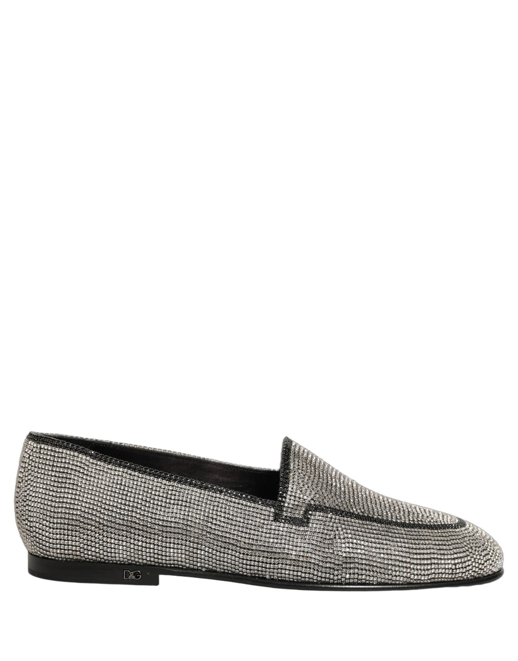 Dolce & Gabbana Silver Crystal Embellished Men Loafers Shoes