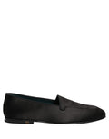 Dolce & Gabbana Black Satin Logo Slip On Flats Loafers Shoes