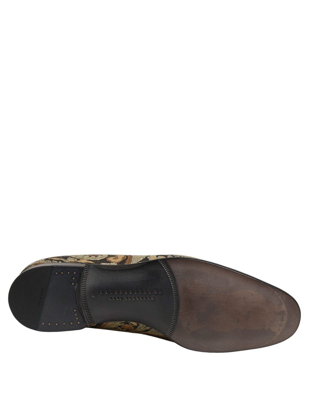 Dolce & Gabbana Gold Brocade Slip On Men Dress Loafers Shoes
