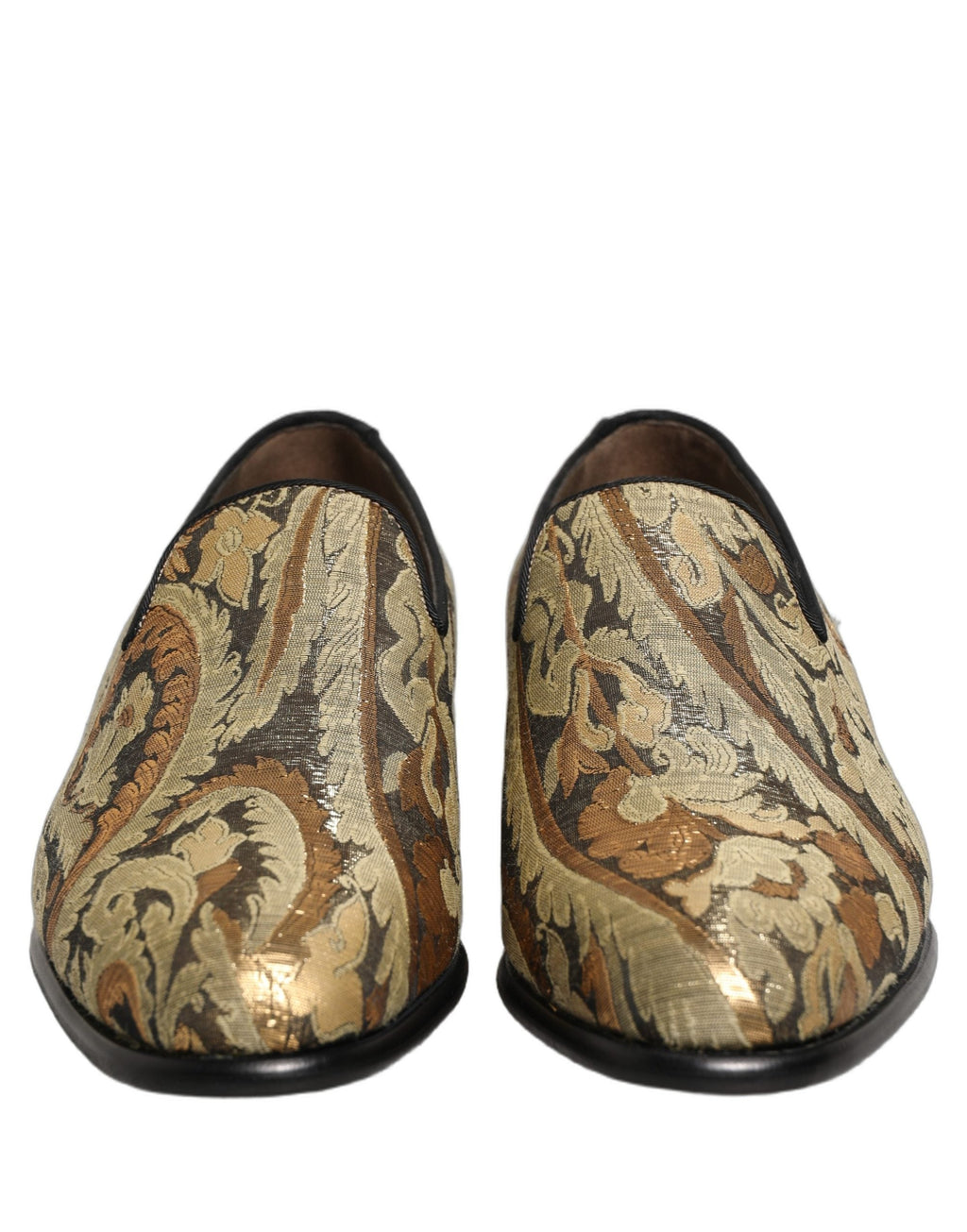 Dolce & Gabbana Gold Brocade Slip On Men Dress Loafers Shoes