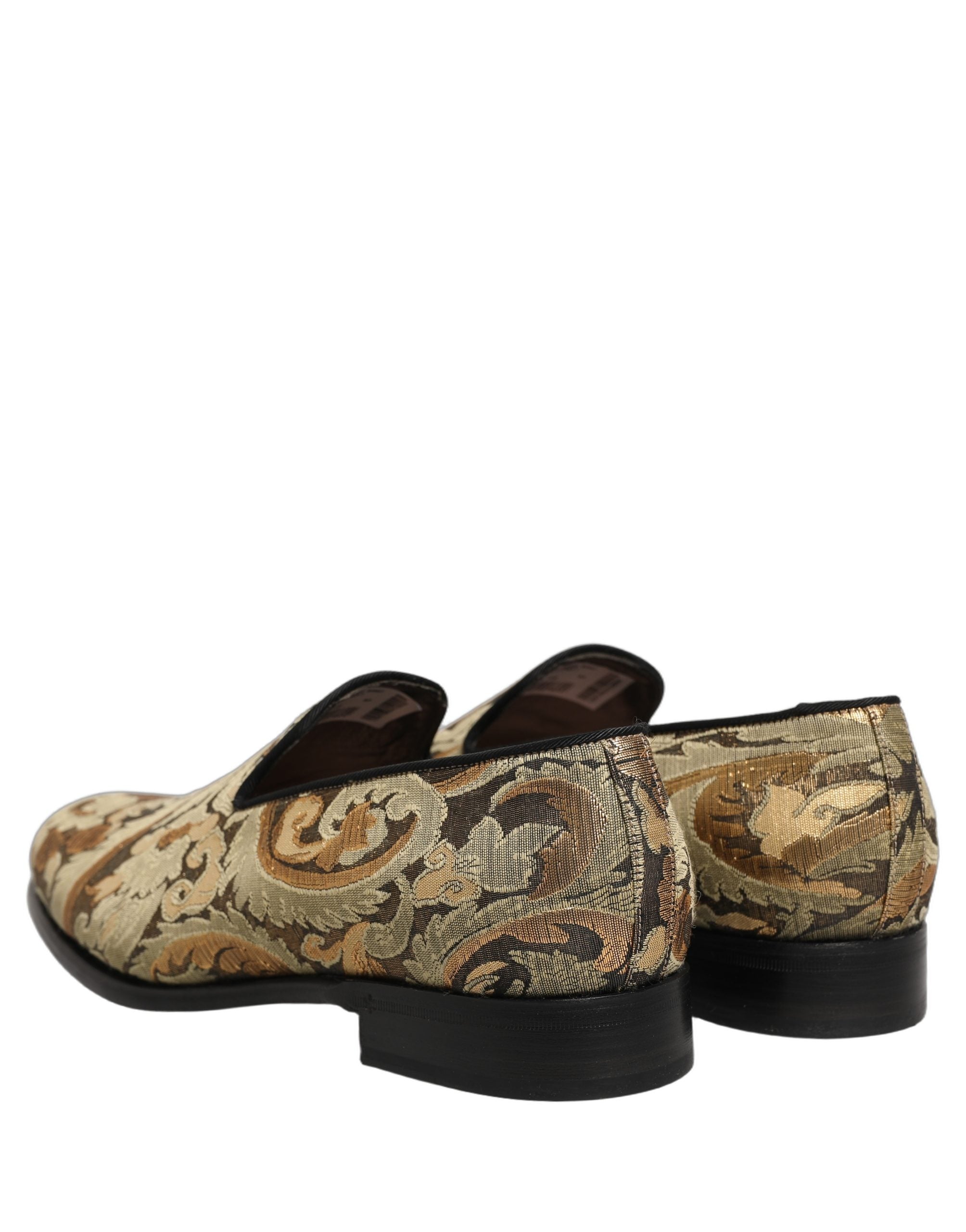 Dolce & Gabbana Gold Brocade Slip On Men Dress Loafers Shoes