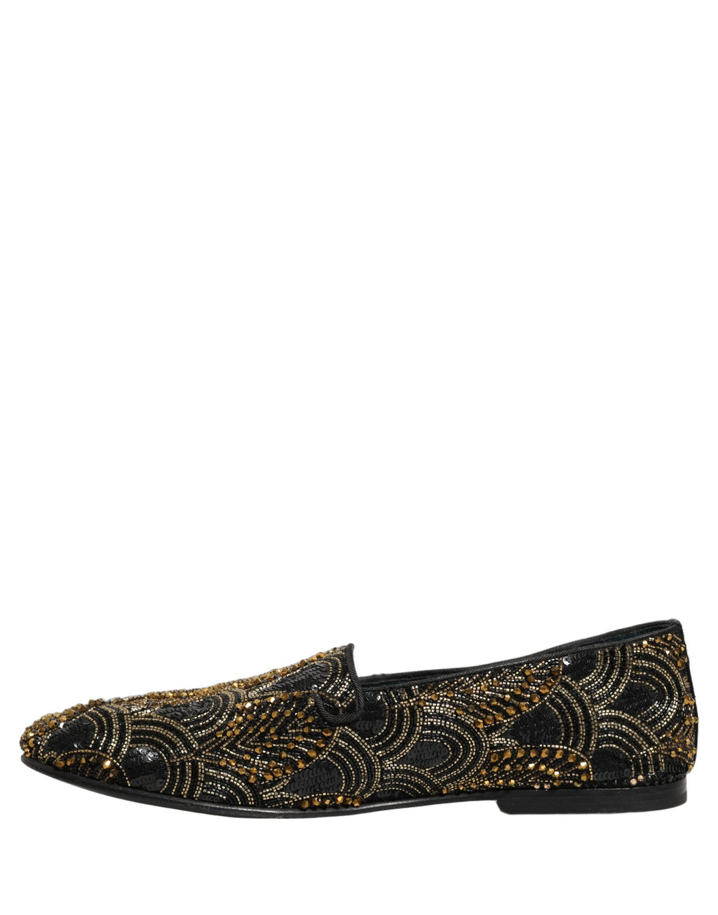 Dolce & Gabbana Black Gold Embellished Dress Loafers Shoes