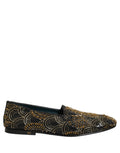 Dolce & Gabbana Black Gold Embellished Dress Loafers Shoes