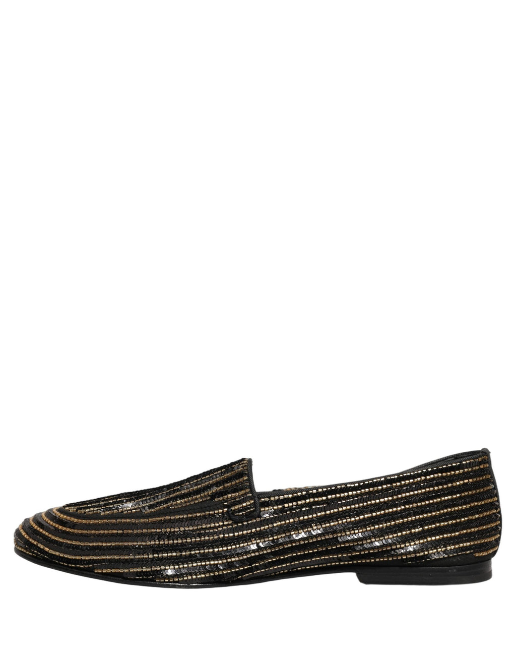 Dolce & Gabbana Black Gold Sequined Men Dress Loafers Shoes