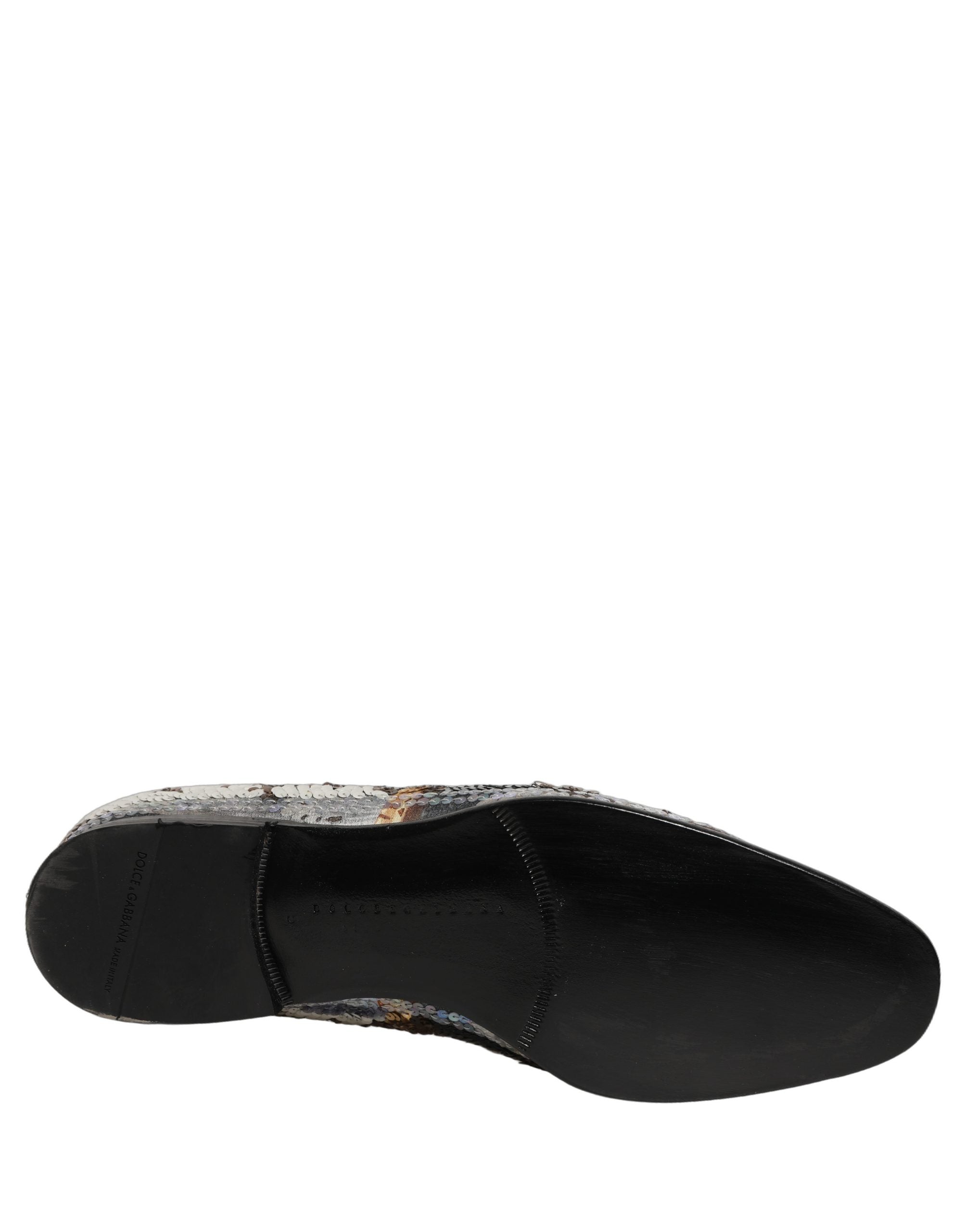 Dolce & Gabbana Multicolor Embroidered Sequin Loafers Shoes