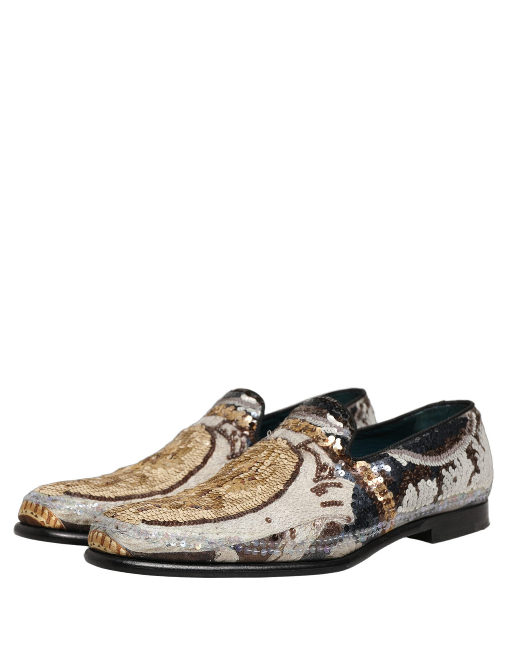Dolce & Gabbana Multicolor Embroidered Sequin Loafers Shoes