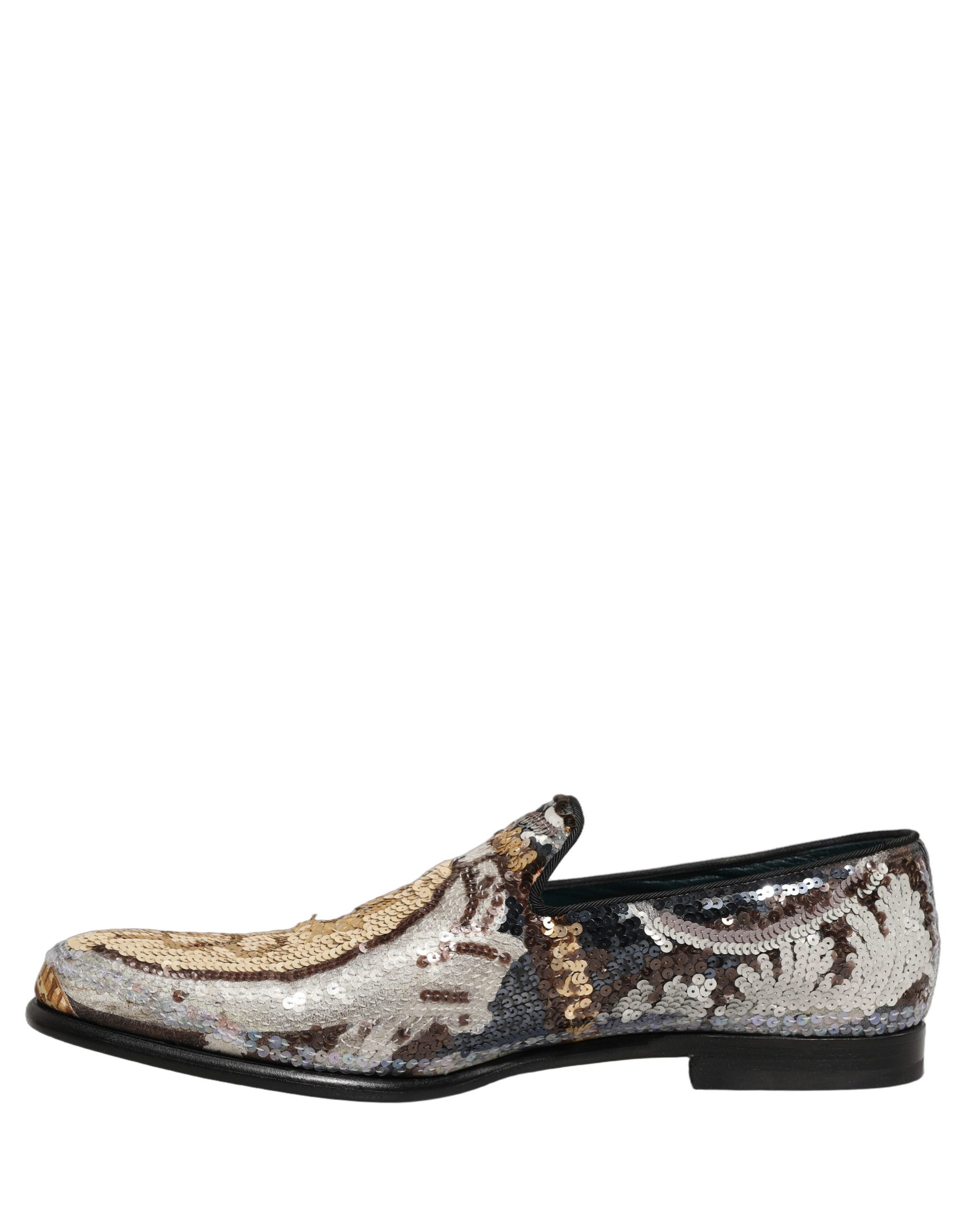Dolce & Gabbana Multicolor Embroidered Sequin Loafers Shoes