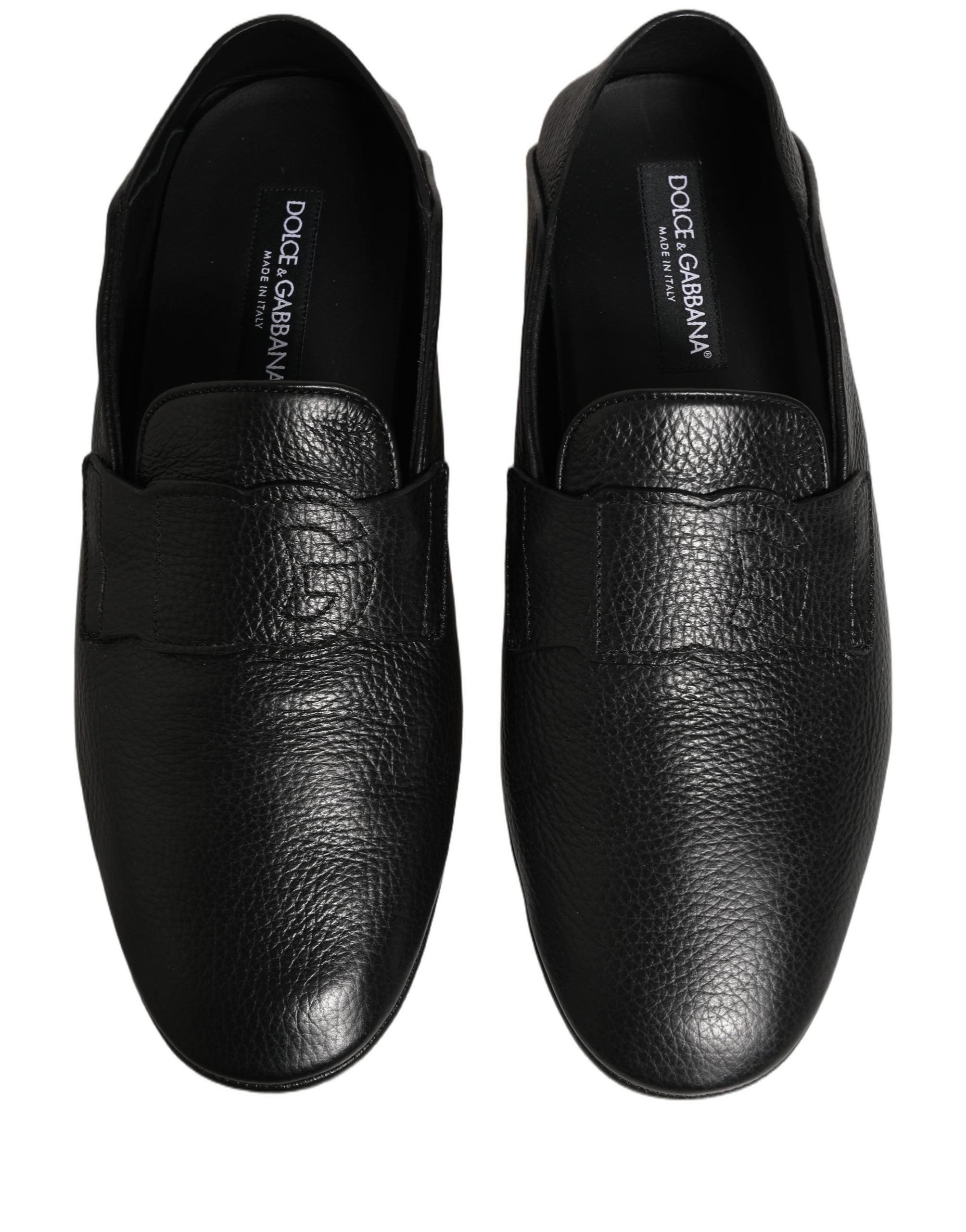 Dolce & Gabbana Black Deerskin Leather Driver Loafers Shoes