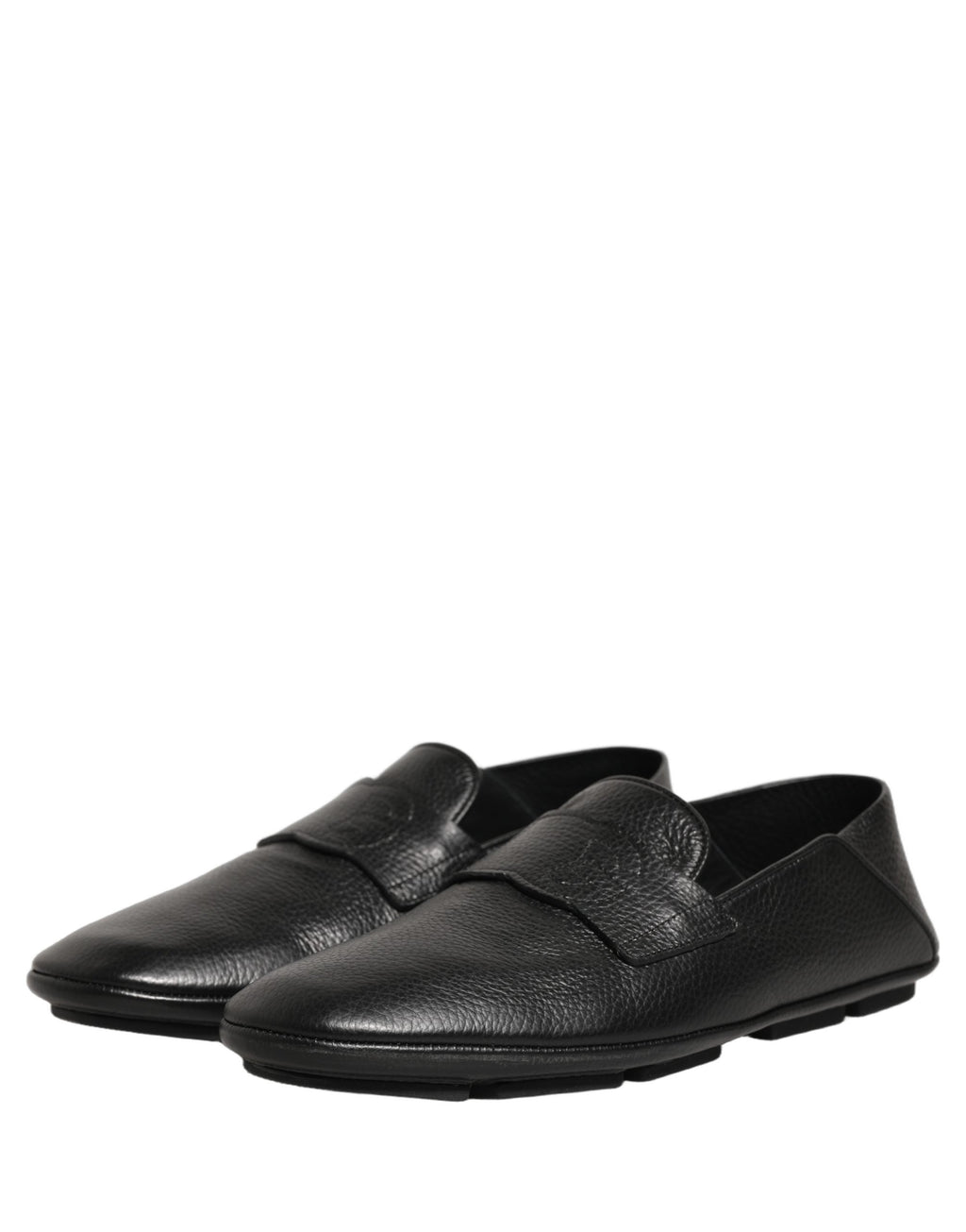 Dolce & Gabbana Black Deerskin Leather Driver Loafers Shoes