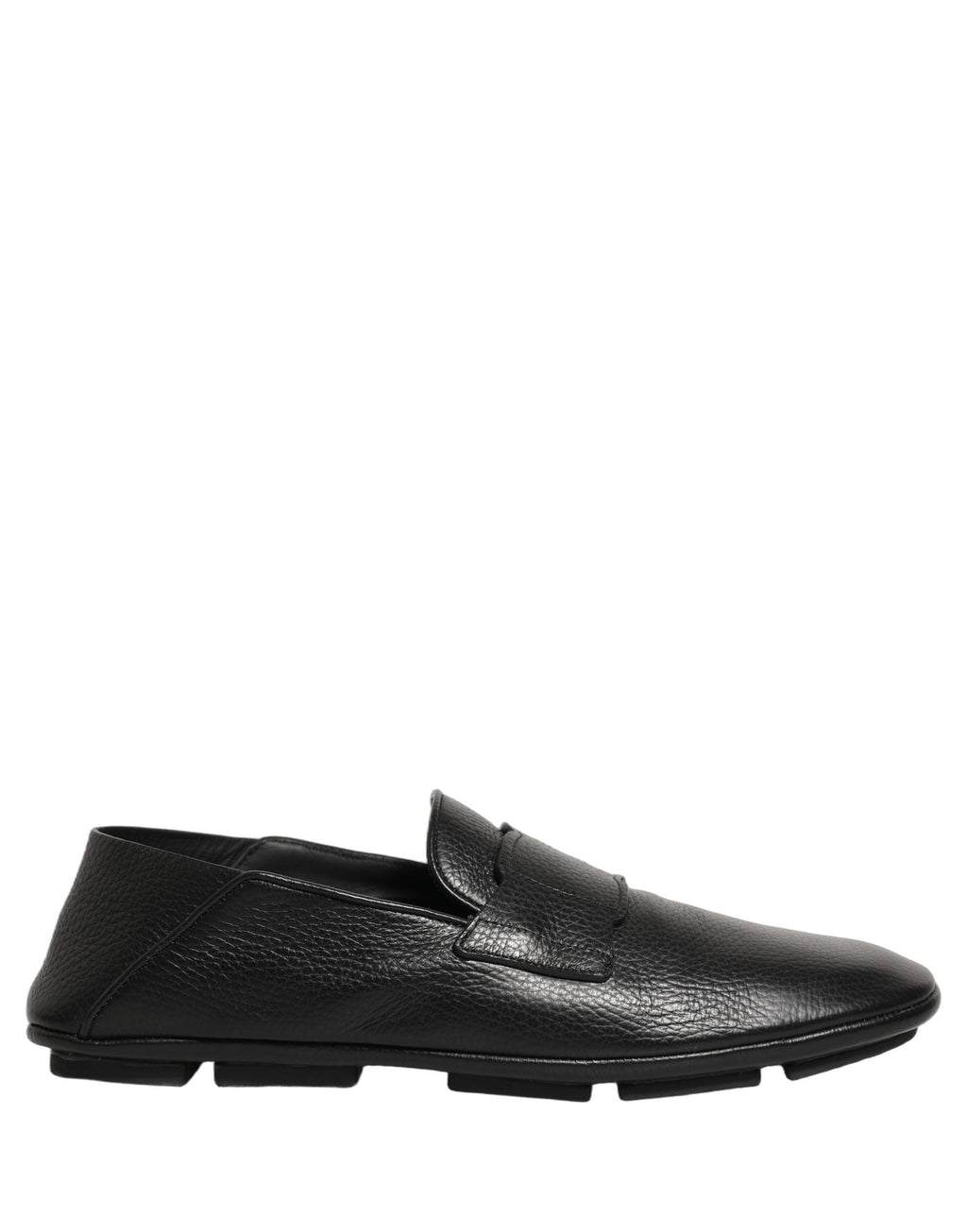 Dolce & Gabbana Black Deerskin Leather Driver Loafers Shoes