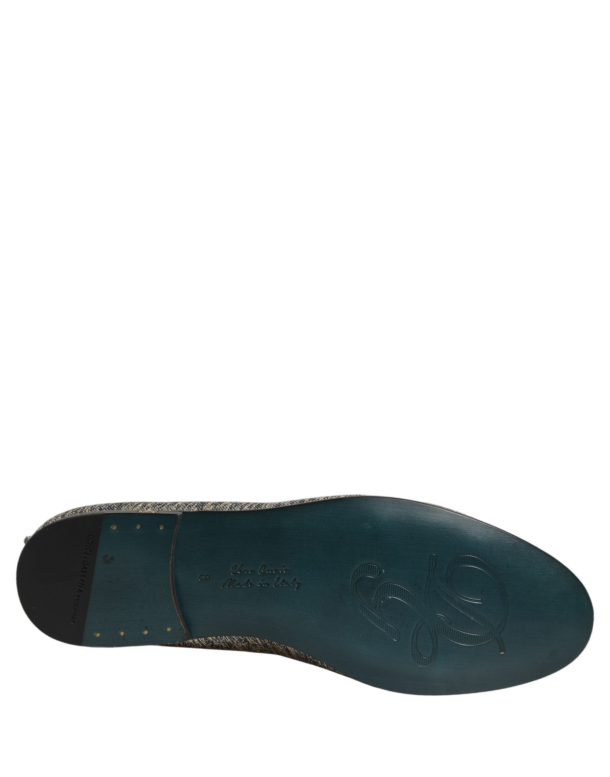 Dolce & Gabbana Gray Glitter Lurex DG Logo Dress Loafers Shoes