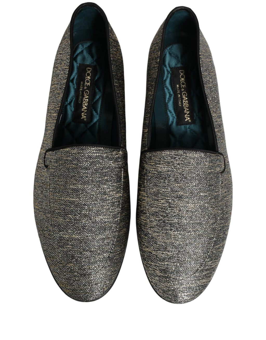 Dolce & Gabbana Gray Glitter Lurex DG Logo Dress Loafers Shoes