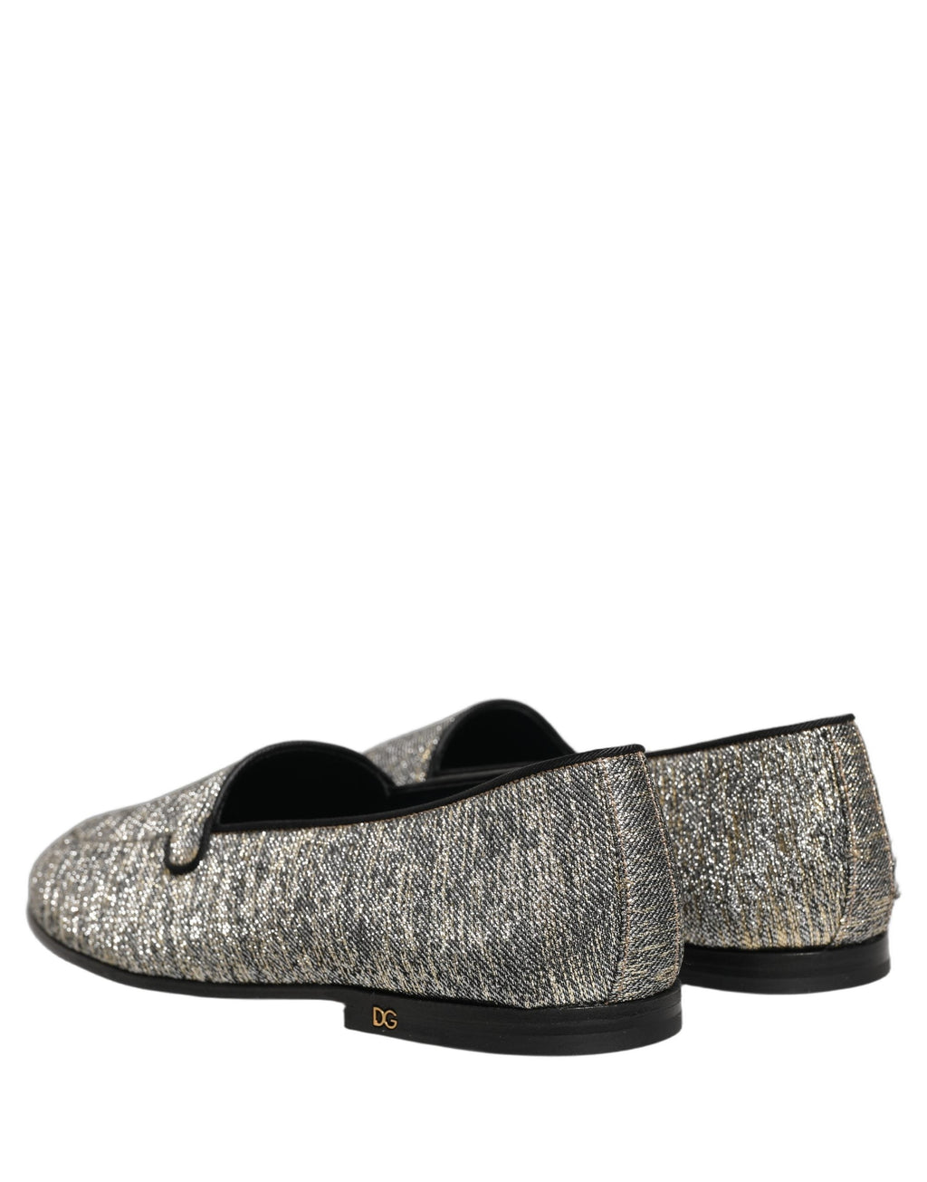 Dolce & Gabbana Gray Glitter Lurex DG Logo Dress Loafers Shoes
