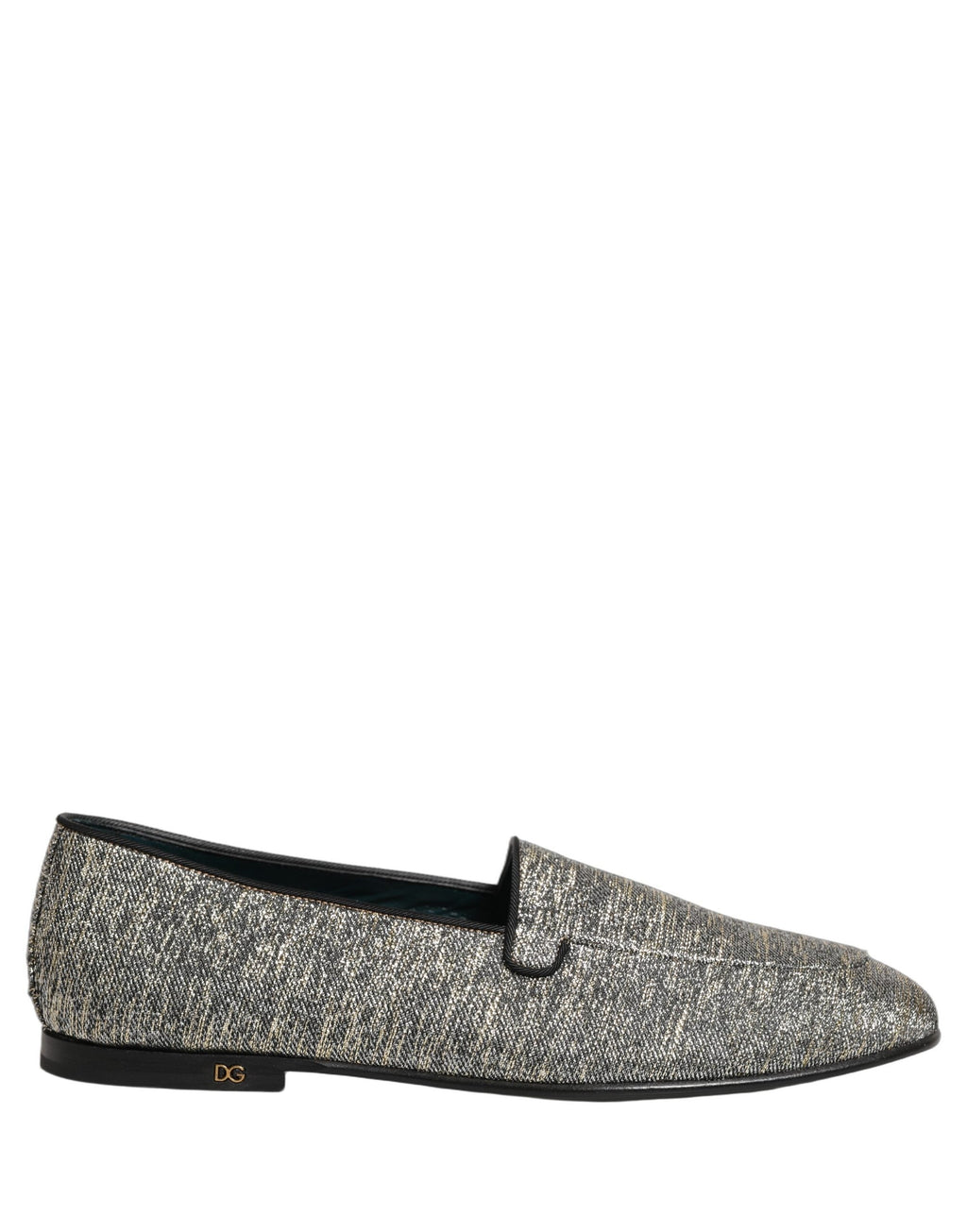 Dolce & Gabbana Gray Glitter Lurex DG Logo Dress Loafers Shoes